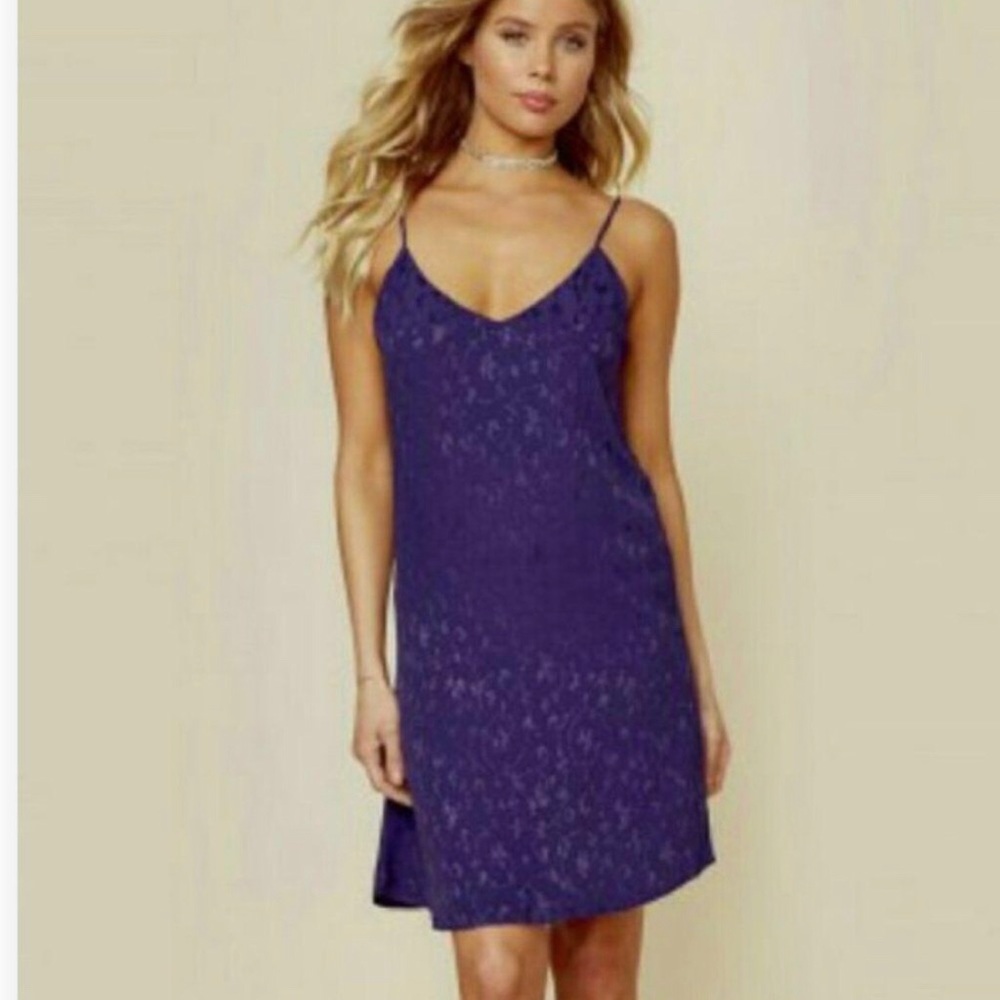 Purple Tru Blu V-neck slip dress